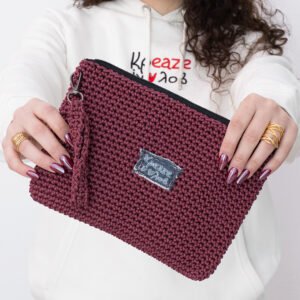 Πλεκτό χειροποίητο τσαντάκι Unisex-Dark Red